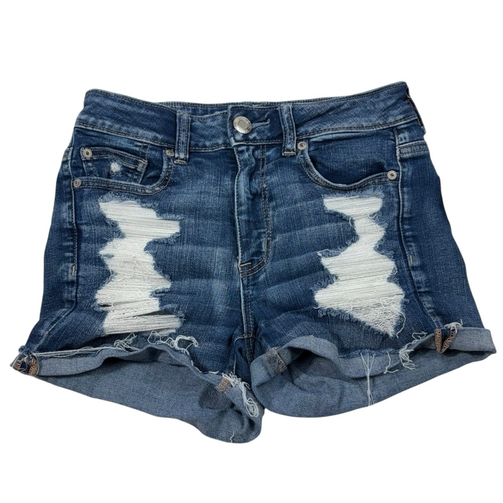 American Eagle Ne(x)t Level Stretch X Distressed Rolled Hem Hi-Rise Shortie 4